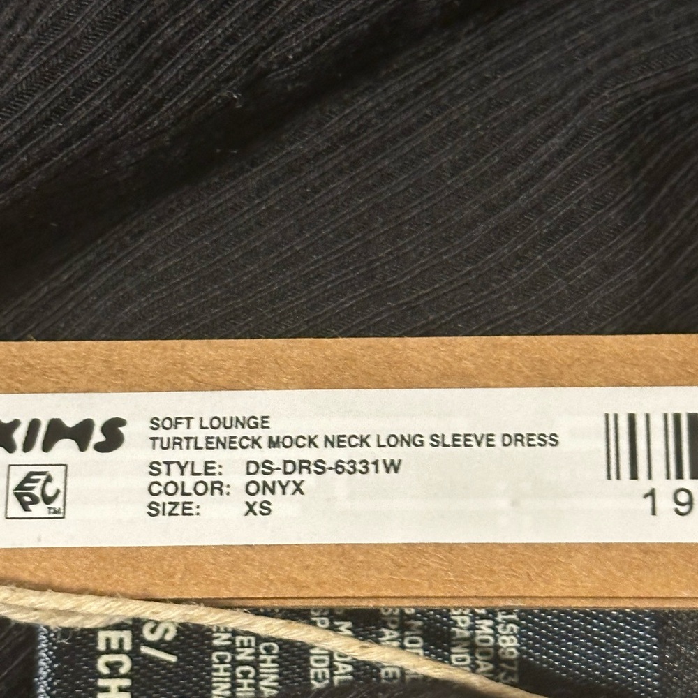 NWT SKIMS Black soft lounge mock turtleneck sleeve dress - Picture 8 of 8